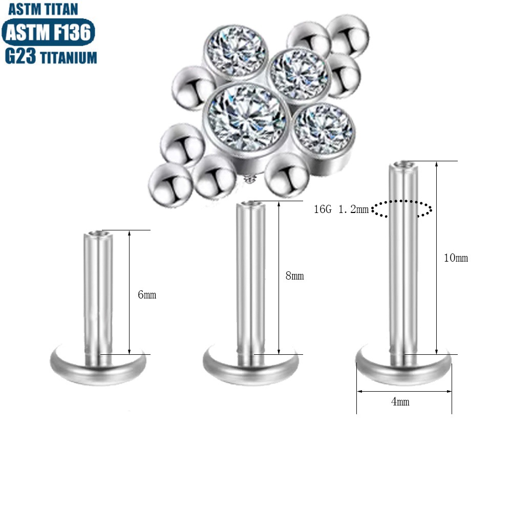 Silver pointed spike labret stud material detail