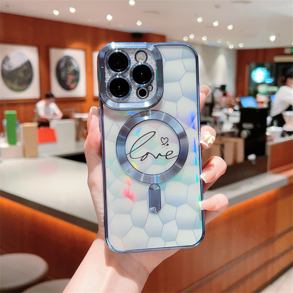 Funda Protectora Magnética para iPhone 17 Pro Max, con Imán Resistente Electrochapado, Diseño de Cubo de Agua Láser, Compatible con Apple 16 y 15