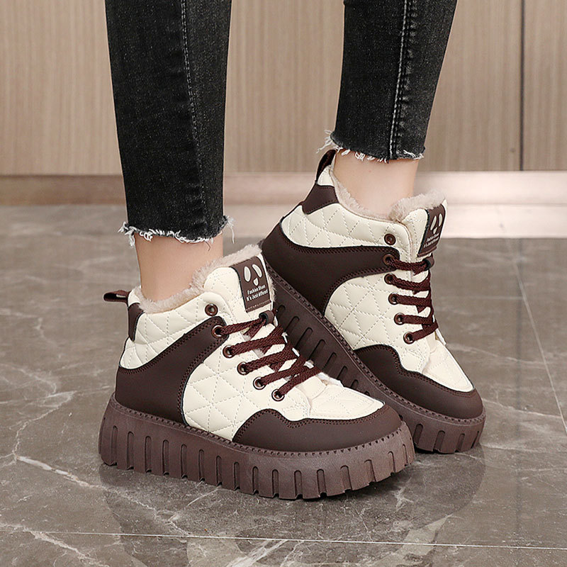 KT2512-2 new 2024 winter thick soled women's shoes with color matching and plush insulation cotton shoes, high top_voghion.com