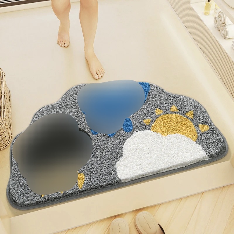 Caricatura encantadora pequeña fresca imitación almohadilla de cachemir baño espeso absorción de agua pasillo de entrada resistente a la suciedad fácil de cuidar almohadilla para el cabello