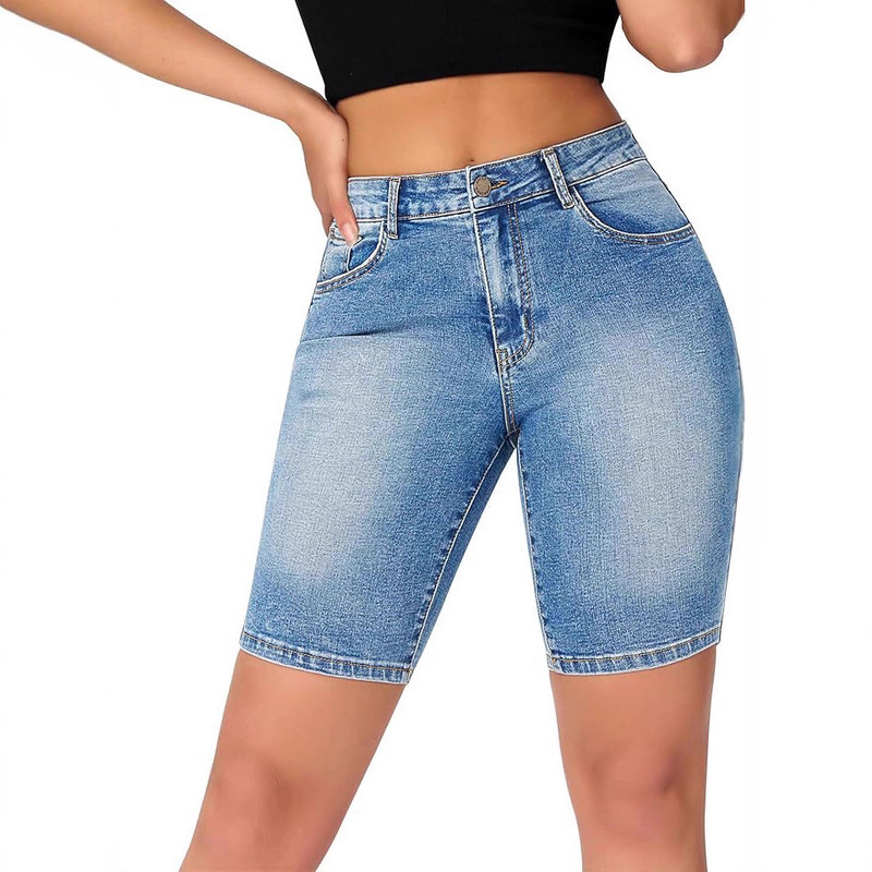 European and American Women's Jeans Cross-Border Exclusive Denim Fashion Slim Stretch Sexy Denim Mid-Pants