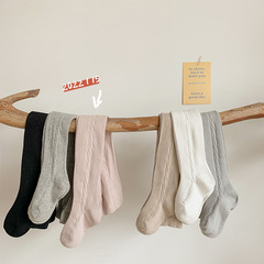 批發新款春秋女童打底褲精梳棉抗起球麻花開檔寶寶襪子兒童連褲襪