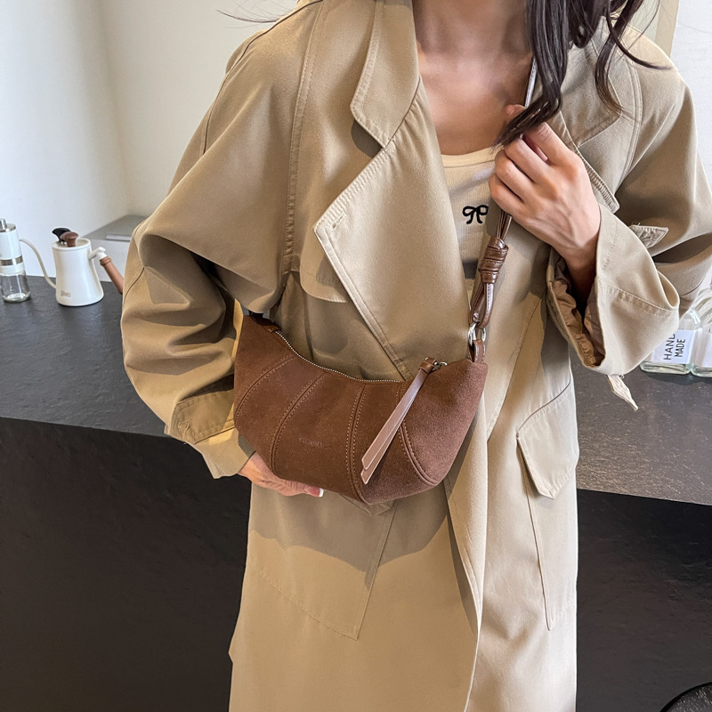 Retro Suede Bag For Women 2025 New Fashion Trendy Hobo Bag Textured Crossbody Shoulder Dumpling Bag - Thumbnail 2
