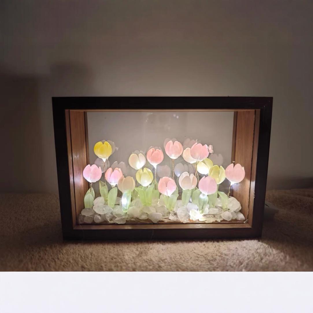 Tulipanos de contracción térmica marco decoración de decoración de luces nocturnas DIY paquete de materiales regalo creativo para amigos del Festival del Medio Otoño