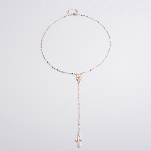 Wish Cross Virgin Mary Necklace: Fashionable & Trendy Pendant Necklace for Women—European and American Style Accessories