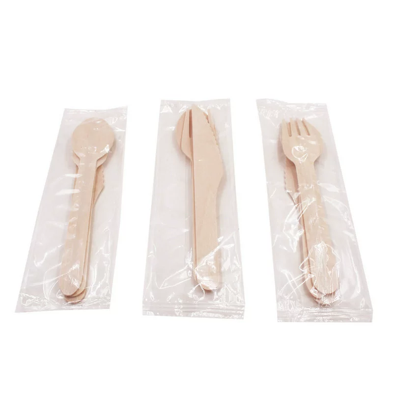 Disposable wooden plastic pack, set, 3 piece set