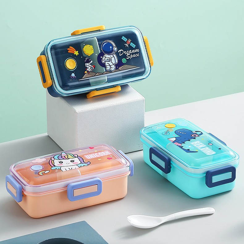 Creativo nuevo dibujos animados lindo compartimento sellado caja de almuerzo portátil caja de almuerzo estudiante trabajador de oficina caja de almuerzo de gran capacidad