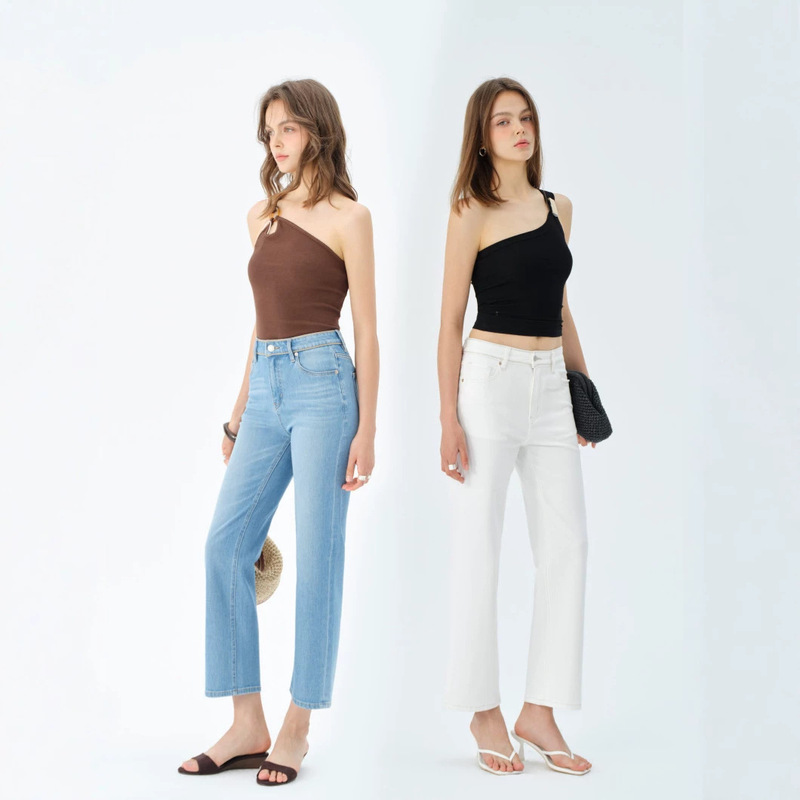 26 New Summer Style Classic Straight-Leg Pants, Stretchy and Comfortable, Seline Slim-Fit Workwear Cropped Jeans