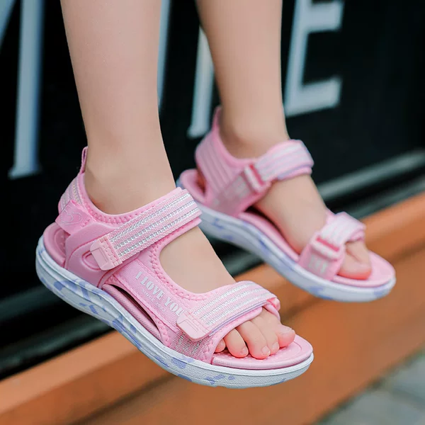 Cross-Border Children's Sandals Wholesale, Sweet Style Girls' Sandals, Soft-Soled Girls' Beach Shoes for Older Children, Popular Foreign Trade Items