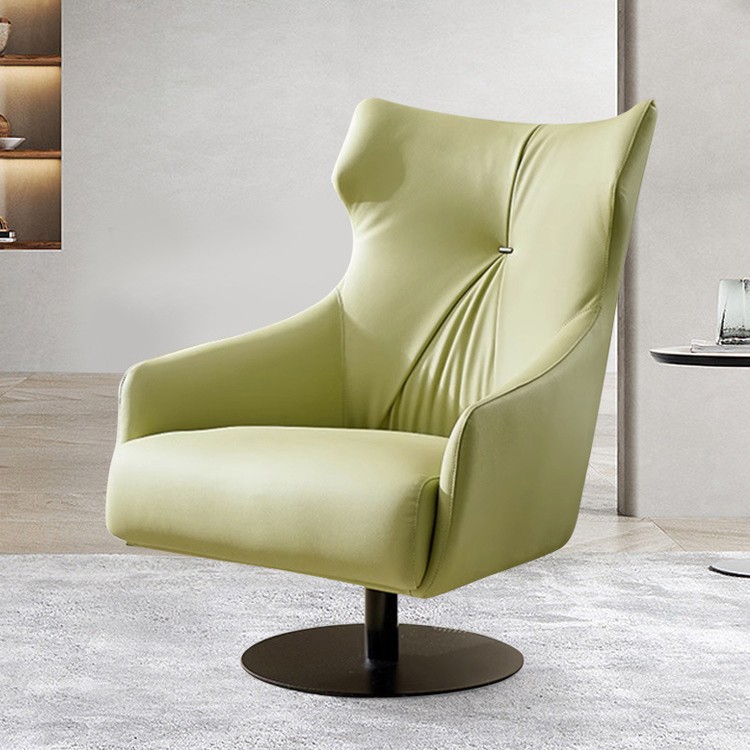 Modern Minimalist Designer Swivel Single Sofa Chair First Layer Cowhide Light Luxury Living Room Leisure Chair Scandinavian