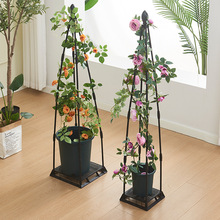 攀爬架爬藤架铁艺花架塑料花盆托盘支架外贸跨境批发沥水带绿植