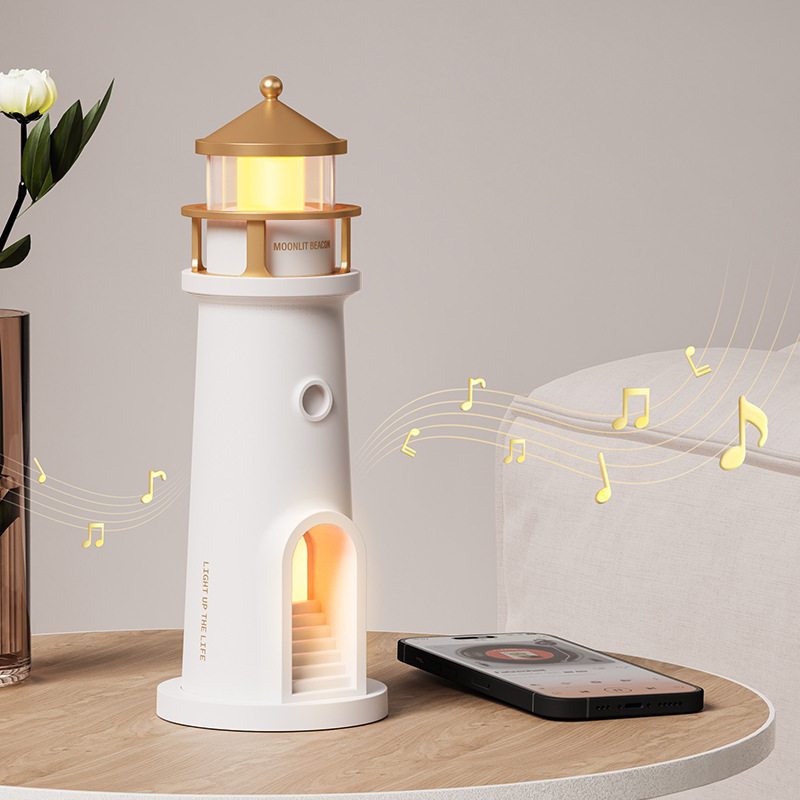 Moonlight Lighthouse Projection Atmosphere Table Lamp Bluetooth Audio Ornaments Desk Cafe Bedside Human Body Sensor Night Light