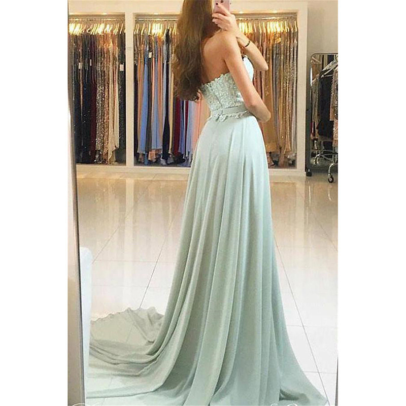 Amazon Comercio exterior del amor vestido de bola encaje apliques cremallera volver túnica gasa Maxi colección formal