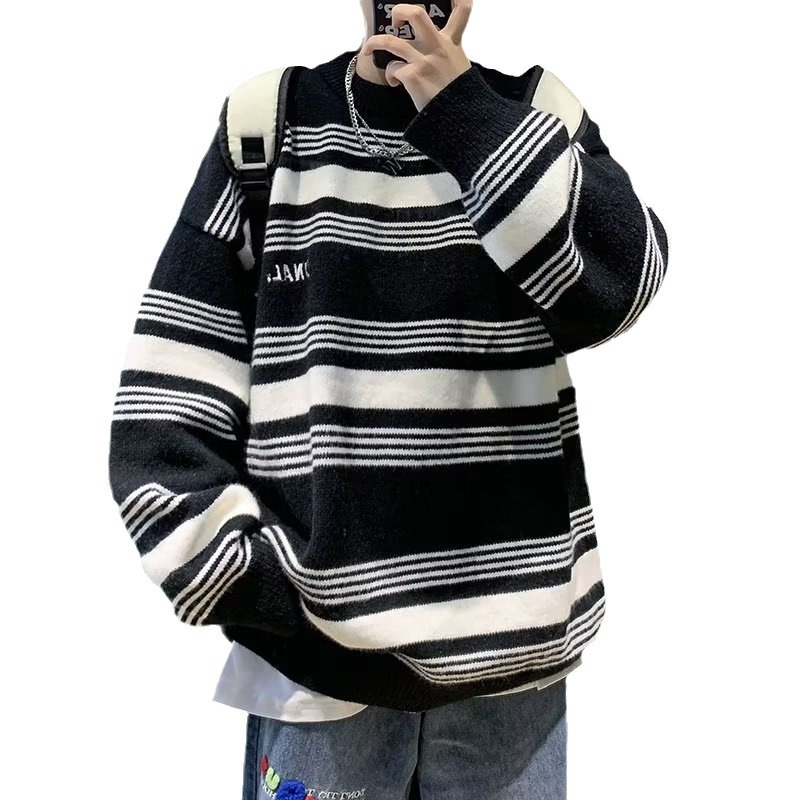 Suéter grueso de otoño e invierno japonés, suéter de punto suelto de tendencia coreana para hombres, abrigo de suéter perezoso estilo de invierno ins Hong Kong