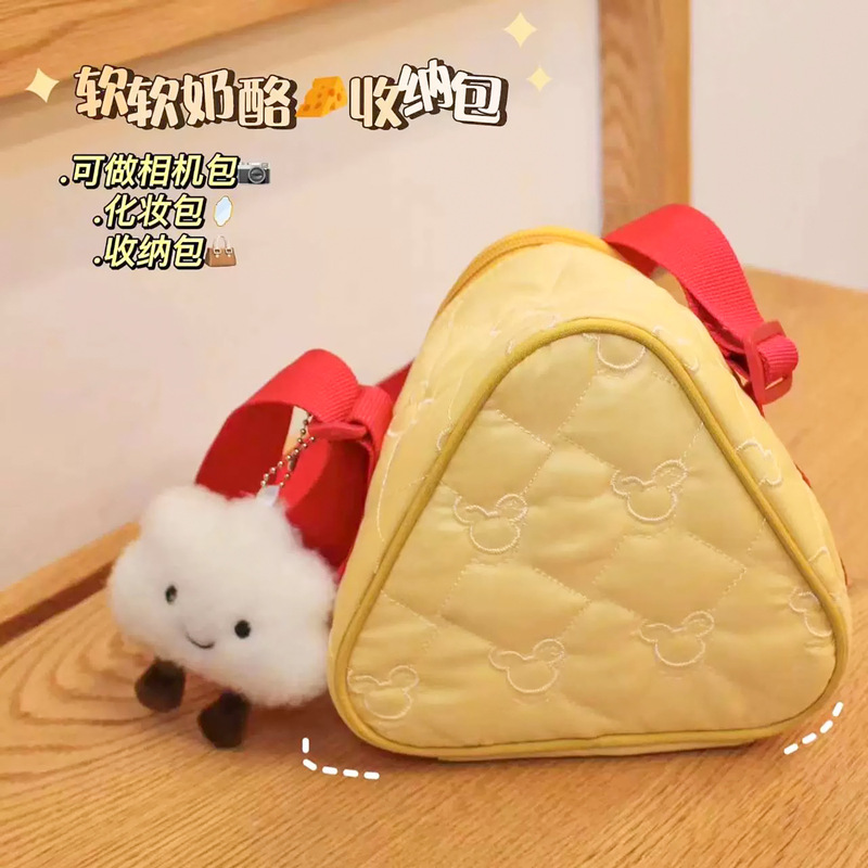 Cartoon Cheese Camera Bag Little Red Book Same Style Girly Heart Student Cute Portable Triangular Storage Bag Crossbody Bag