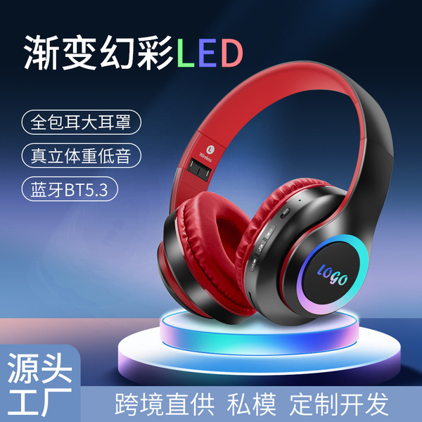 Head-mounted Bluetooth headset bluetooth headphone colorful luminous…