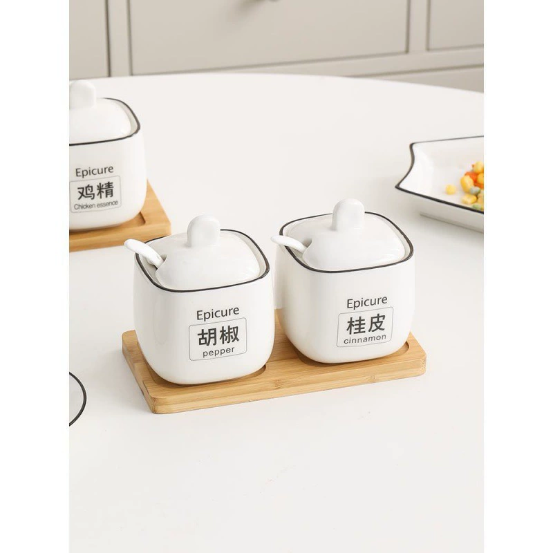 Nordic Simple Ceramics Household Seasoning Box Seasoning Bar Salt Period seasoner