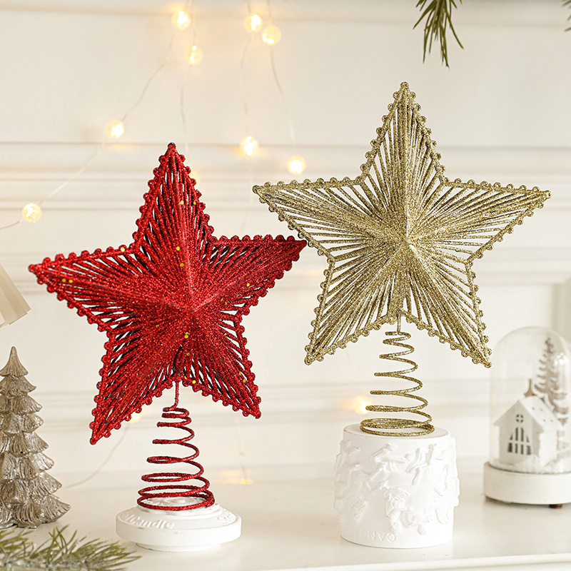 Árbol de Navidad estrella estrella hueca 20CM rojo plata oro estrella de Navidad decoración de Navidad