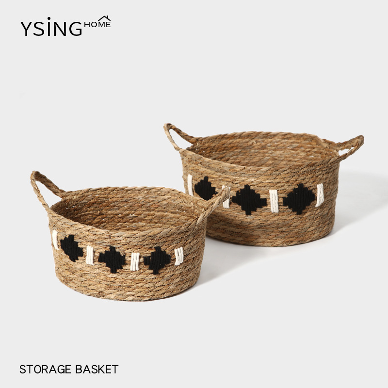 Straw Storage Basket Desktop Home Living Room Snack Satchel Woven Storage Basket Sundry Storage Box High-End B&B