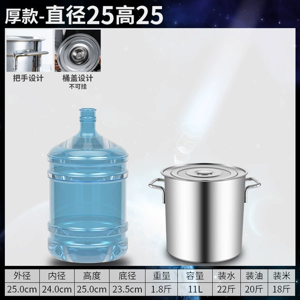 Thick model diameter 25 height 25 capacity is about 11L