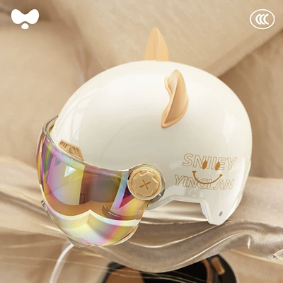 for All Seasons, High Aesthetic Value, Motosiklet kaskı (dəbilqə) - 3c-dual-lens-white-iridescent-short-lens-class-a-new-national-standard-one-size-fits-all