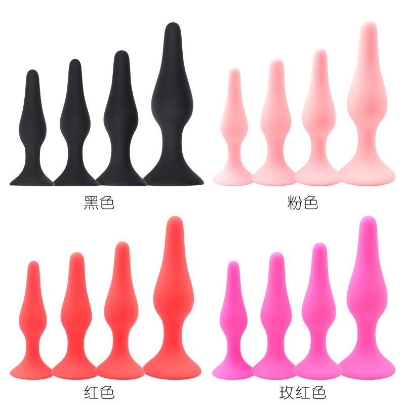 Suction Cup Anal Plug, Silicone Anal Beads Training Strip, Black — detail image 3