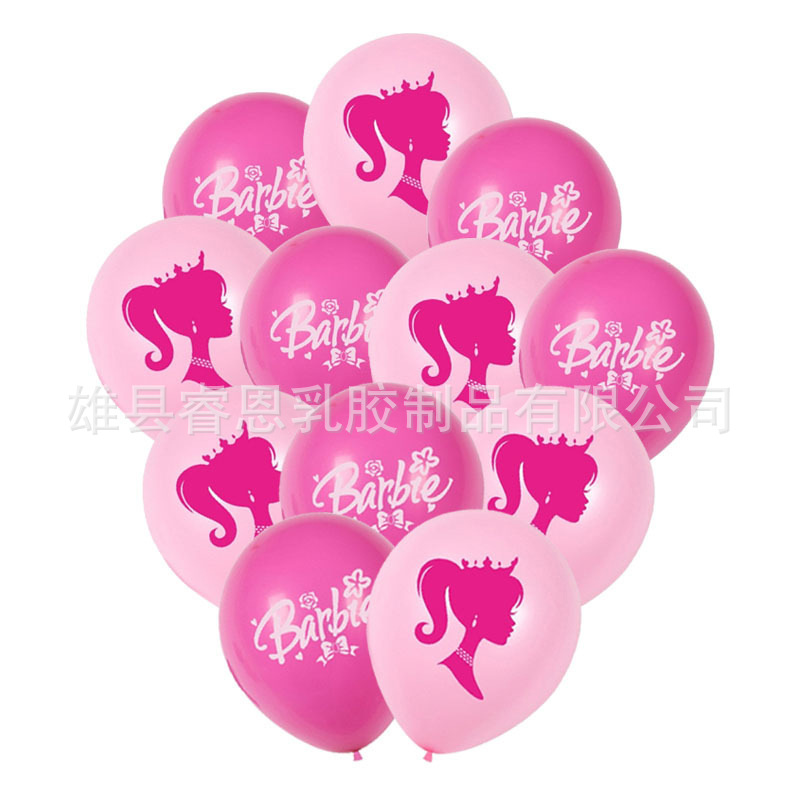 Barbie princesa tema fiesta de cumpleaños decoración globo Transfronterizo de 12 pulgadas Rosa Barbie princesa globo de látex