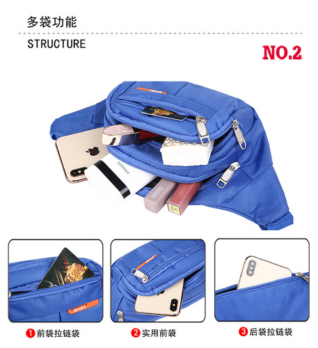 Manufacturer wholesale large capacity waterproof men's crossbody bag multi-layer business chest bag wallet multifunctional sports waist bag