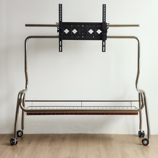 Small Apartment Second-Hand Ins Style 304 Stainless Steel Mobile Tv Stand Suitable for 26-65inch Tvs with Wheels and Removable
