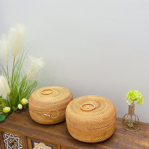 Wicker Fruit and Nut Basket Japanese Style Storage Basket Vietnamese Desktop Weaving Home Living Room Snack Bamboo Steamed Bun Basket