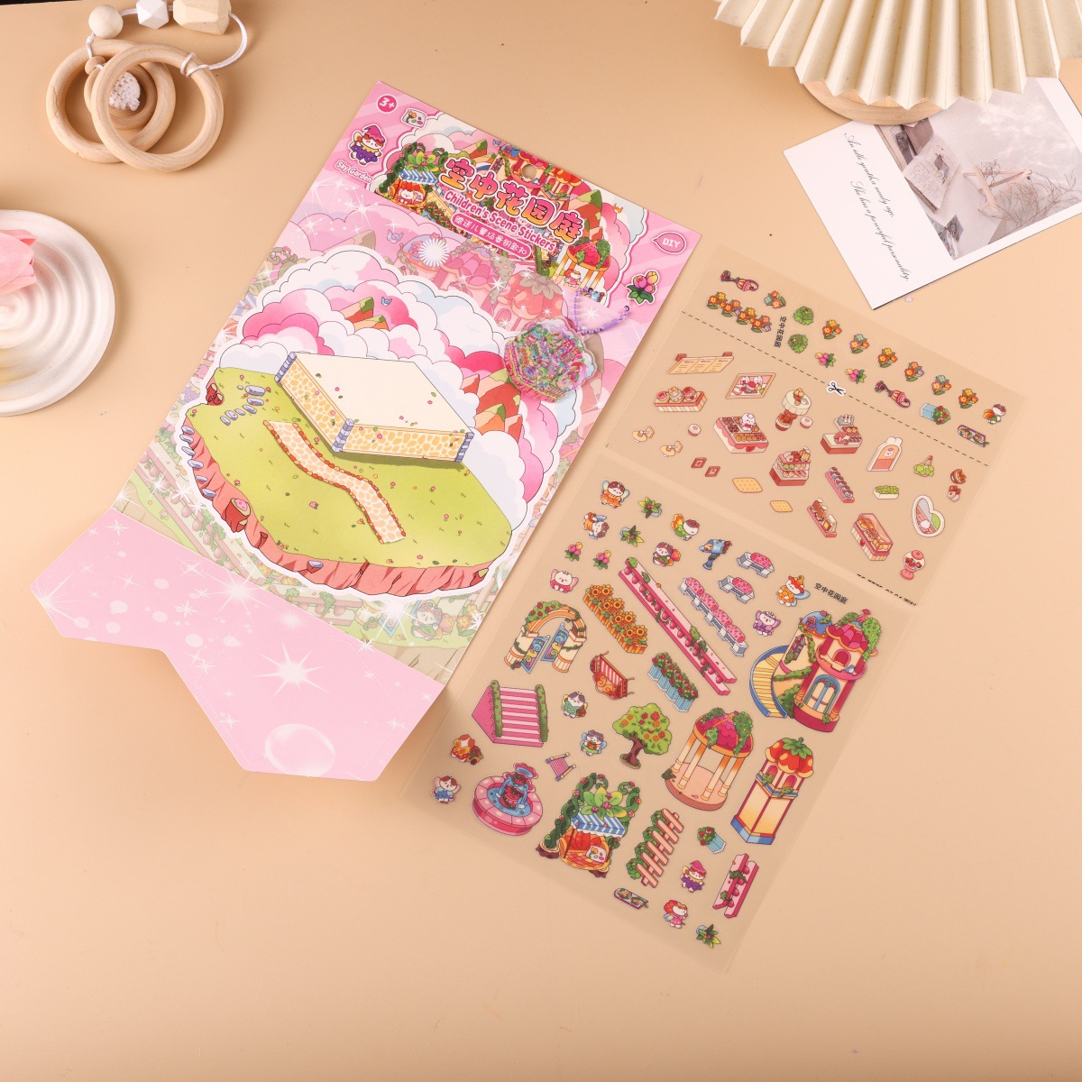 Pegatinas de escena en miniatura gran tamaño 3D estereoscópico para niños decoraciones hechas a mano de dibujos animados lindos regalos pegatinas paisajísticas