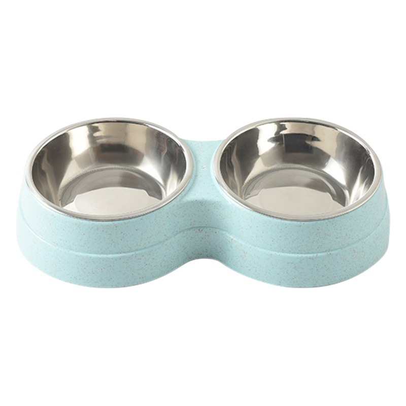 Nueva mascota tazón de acero inoxidable perro doble tazón gato perro comida tazón de agua potable alimentación extraíble perro tazón de una sola pieza entrega