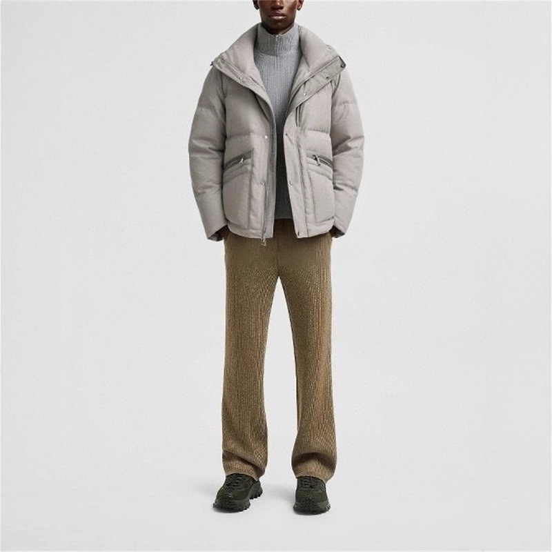 High-End Men's Series Wool Splicing Hooded Stand Collar down Jacket Mc Monk Fake Two-Piece down Jacket