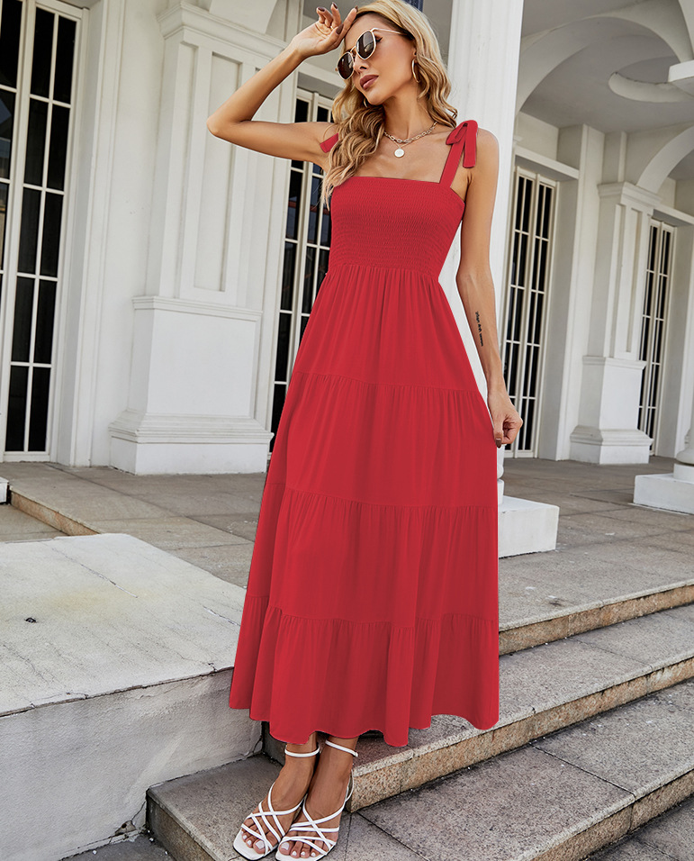259g Weight Maxi Long Dress Dress Length Type Sleeveless Sleeve Length Regular Dress Dresses Type Regular Sleeve Sleeve Type Polyester Fabric Type High Waist Waist Line Daily Occasion Strap Neckline Regular Fit Fit Type Printing, Polka Dots Pattern Summer, Spring Season Women's Gender Elegant Style Wholesale Women's Elegant Printing Polka Dots Daily Strap Sleeveless Regular Dress 26