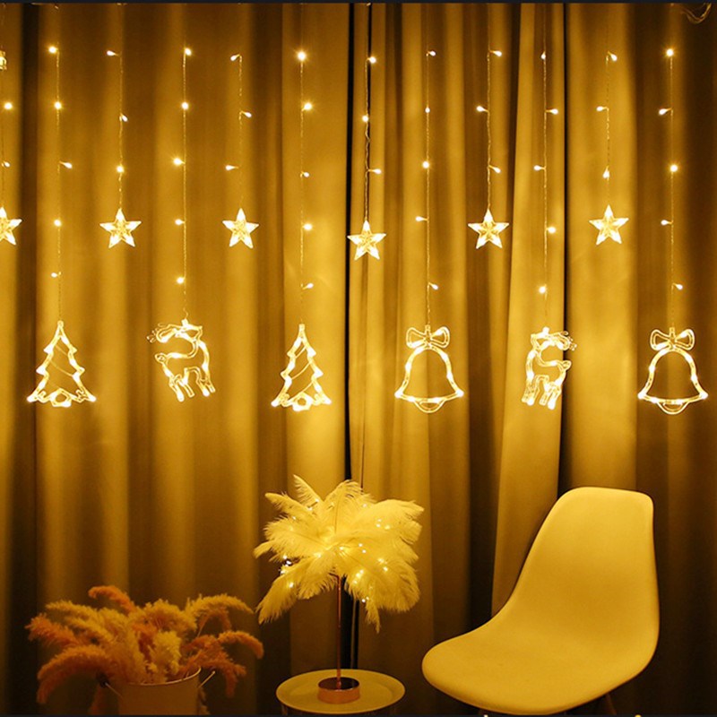 LED decorative curtain lights, room decoration Christmas tree New Year's Day Spring Festival Lantern bulbs Star and Moon Wish Ball Lights