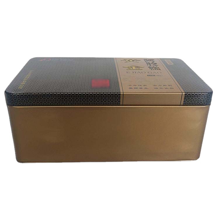 黄金色搭配阿胶糕包装盒马口铁阿胶糕铁盒定做