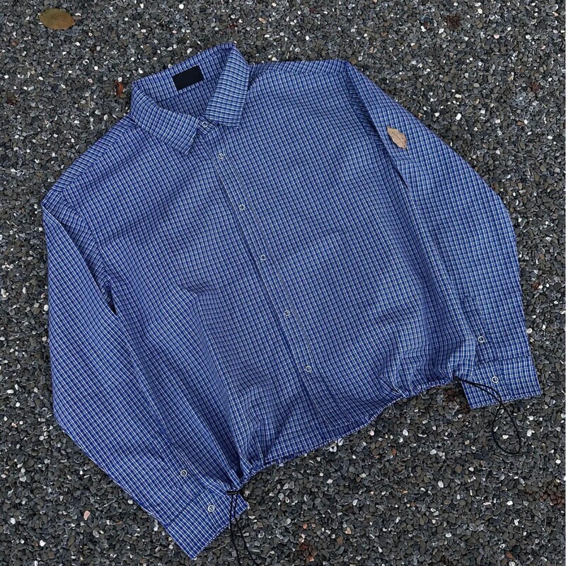 High-Quality Miu Series Hand-Pleated Royal Blue Plaid Long-Sleeved Shirt Men's Stereo Short Wide Drawstring Shirt Cleanfit High-Quality Miu Series Hand-Pleated Royal Blue Plaid Long-Sleeved Shirt Men's Stereo Short Wide Drawstring Shirt Cleanfit