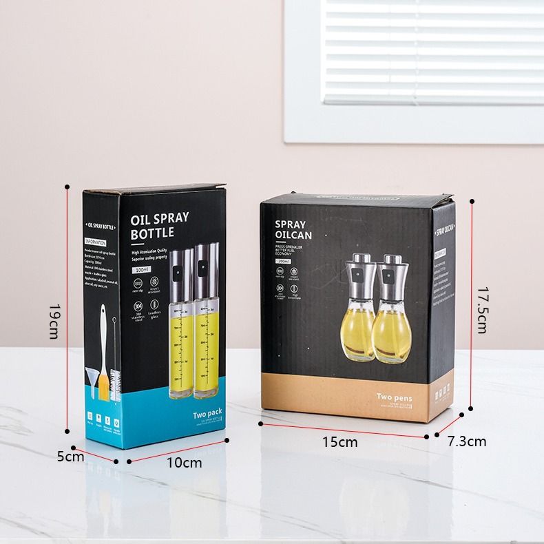 Caja de regalo de 2 piezas 304 de acero inoxidable aceite aerosol olla prensa tipo aceite botella de aceite al aire libre barbacoa hogar aceite olla botella de aceite