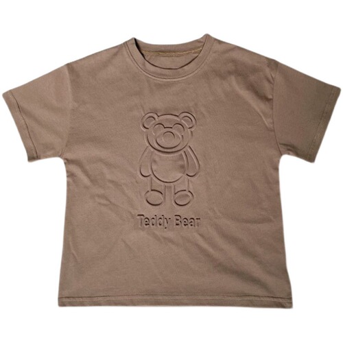 Baby's T-shirt with Small Bear Embroidery, South Korean Children's 3D Embroidery Soft Cotton Short-Sleeve T-shirt for Boys and Girls, Casual Top