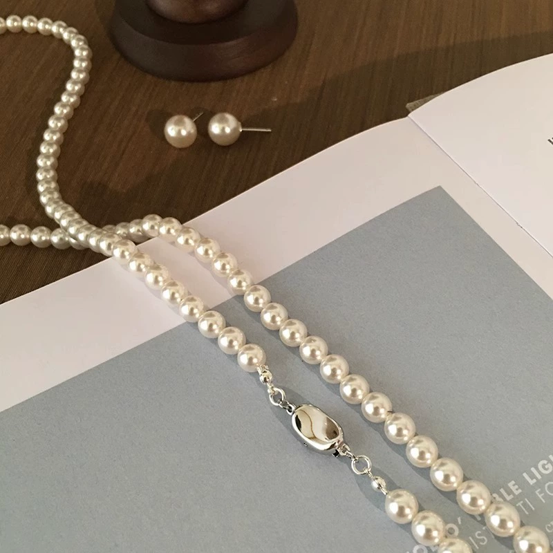 Long necklace from pearl, sweater pearl, light luxury style, high-quality style, french style