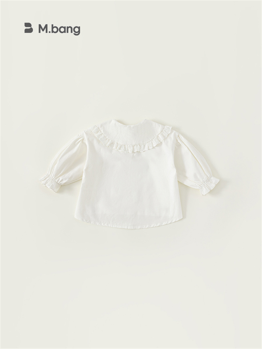 Babycity camisa para niños estilo coreano camisa de cuello de encaje para niñas camisa blanca para niños CY23011