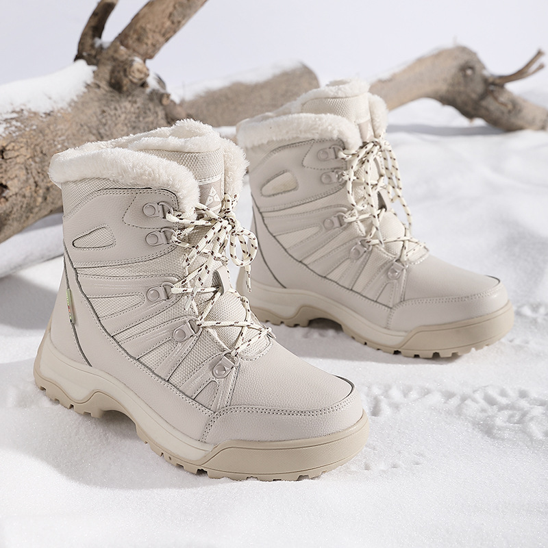 Winter Snow Boots, Plush Warm Cotton Shoes, Wear-resistant And Windproof Sports, Outdoor Hiking Shoes, High Top Women's Boots, Cross-border Plus Size_voghion.com