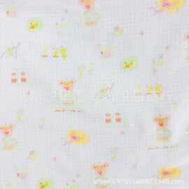 全棉卡通小熊双层纱布料婴儿纯棉平布驺布水洗女装宝宝家居服面料