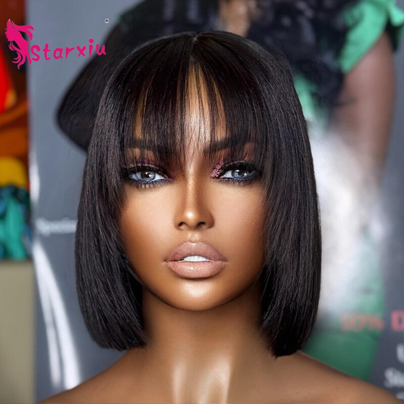 Bone Bangs bobo wigs human hair wig cross-border human hair bangs wave head
