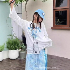 商场同款2025秋款圆领字母宠物印花蕾丝腰封宽松两件套长袖T恤女