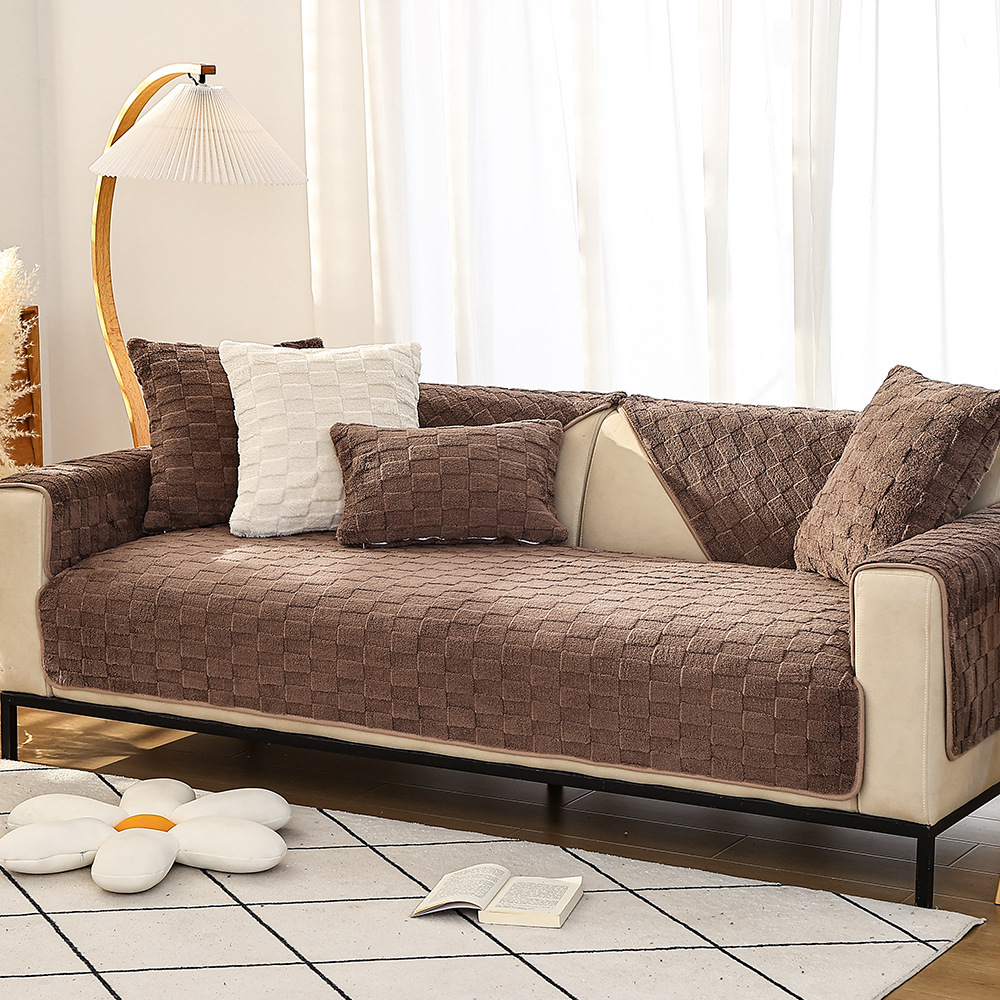 Otoño e invierno nuevo nórdico ins lechoso blanco felpa sofá cojín transfronterizo engrosado sofá cojín antideslizante sofá cubierta toalla