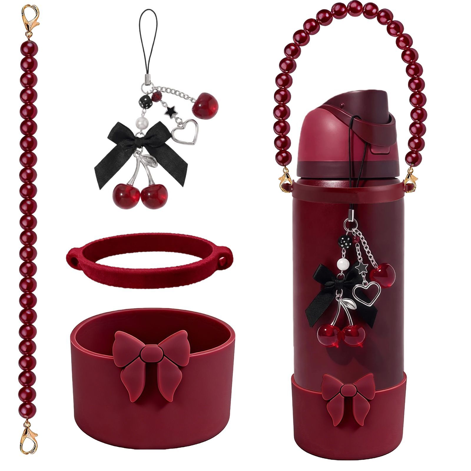 Transfronterizos Stanley Cup Flor Decoración gorra de paja Silicone Cup Cover Cup Ball Cup Colgante de llaves Cuerdas de mano