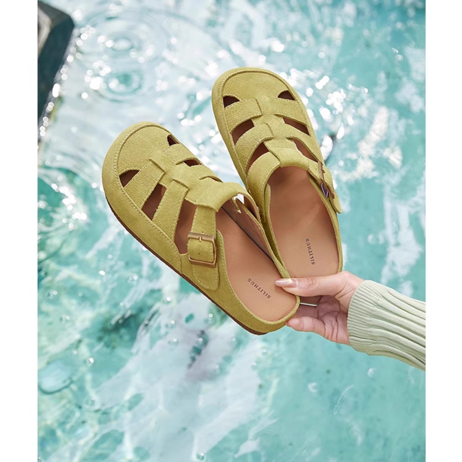 [La marea no es sur] Roman Clear Sky ● Sandalias romanas huecas de terciopelo de vaca