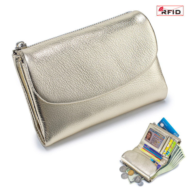 本革ショートウォレット RFID ファッション ソフトレザー質感 ハンドバッグ 女性用 大容量収納バッグ 一層牛革財布|undefined