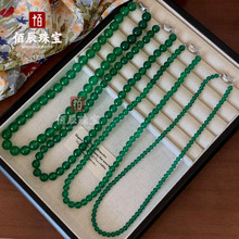 绿玉髓锁骨链天然红玛瑙S925银项链复古国风元宝扣黑玛瑙脖颈链